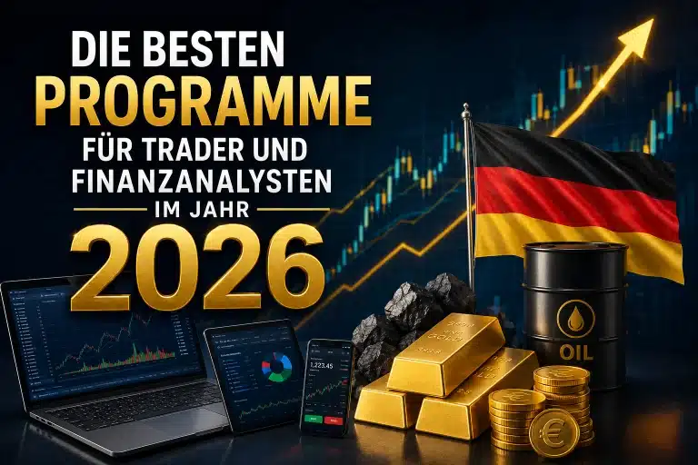 Trading-Software 2026 mit Charts und technischer Kursanalyse auf einem Monitor