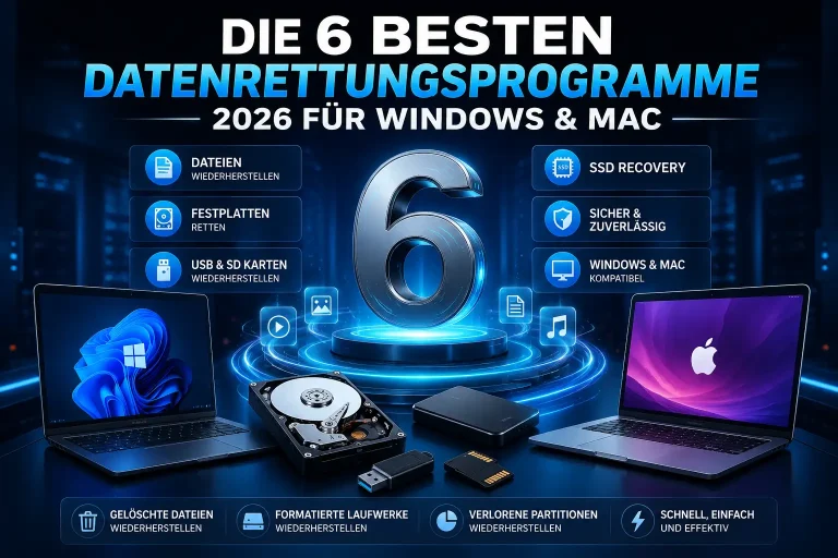 Die besten Datenrettungsprogramme 2026 für Windows und Mac auf moderner SSD- und Festplatten-Technologie