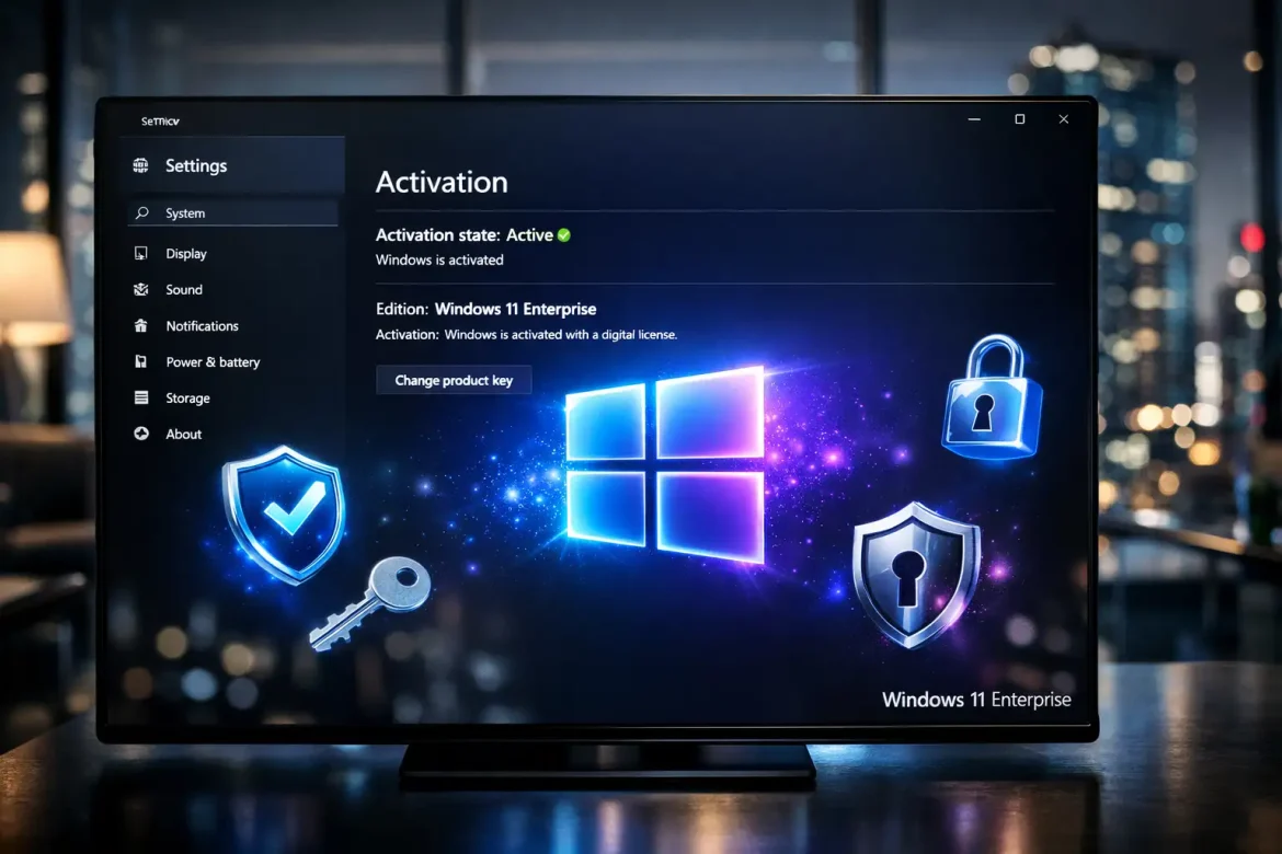 Windows 11 Enterprise Upgrade - Moderne Benutzeroberfläche mit KMS-Aktivierung und Enterprise-Sicherheitsfeatures